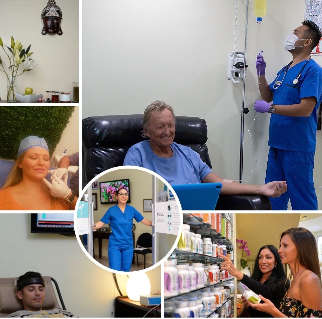 Collage de servicios de medicina regenerativa en Holistic Bio Spa